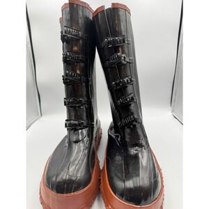 Ironwear Mens 5-Buckle Rubber Overboots Black Orange Waterproof Boots Size 11